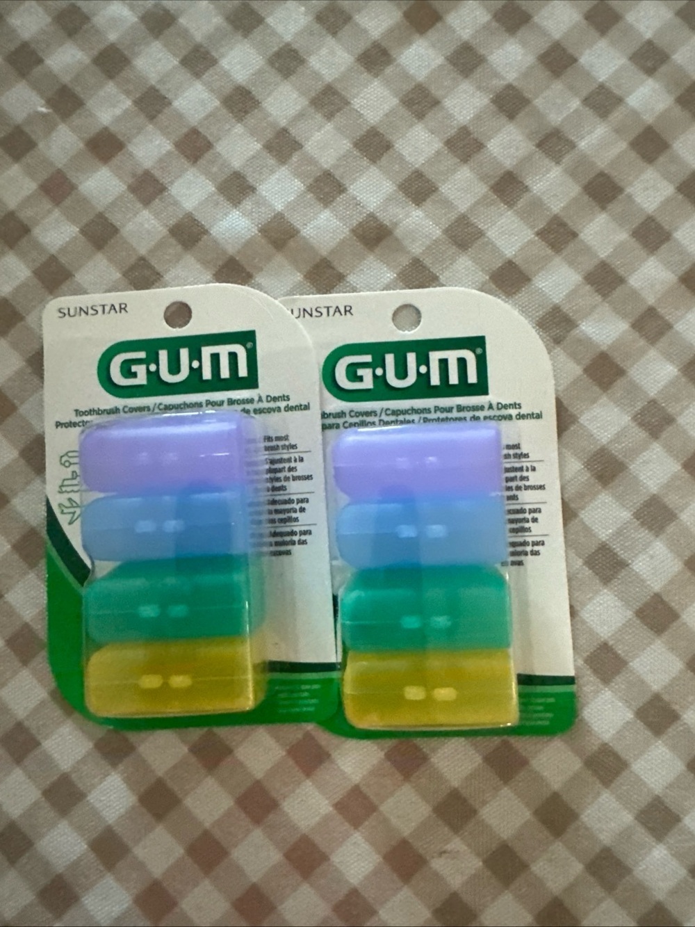 GUM Travel Toothbrush Covers - Pastel Purple, Blue, Green, Yellow (2 Packs)